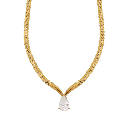 Vivia Chevron Pear Necklace