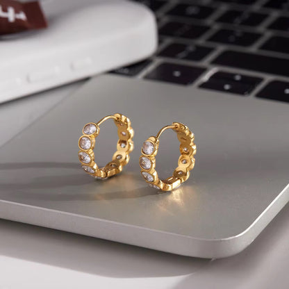 Lyria Oval Gem Huggies Earrings