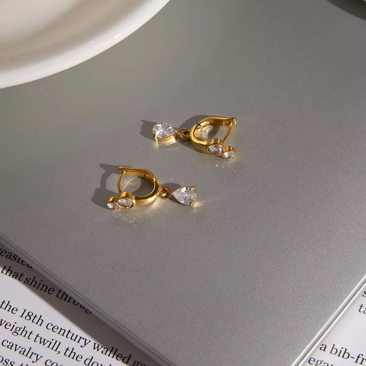 Evadne Tear Drop Huggies Earrings