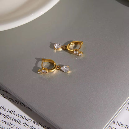 Evadne Tear Drop Huggies Earrings