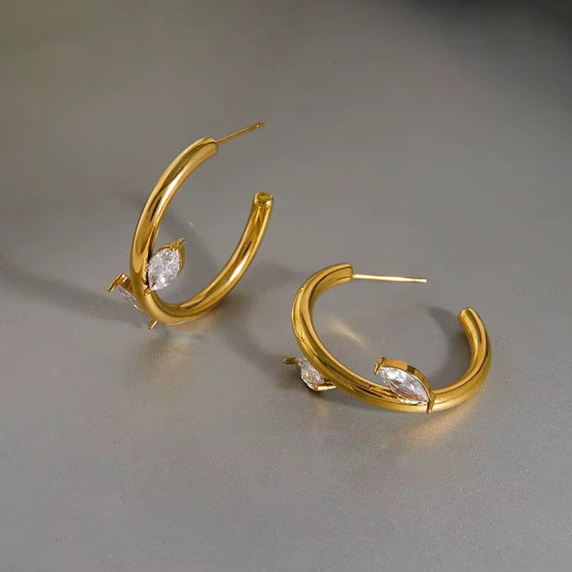Fiora Marquise Leaf Hoop Earrings