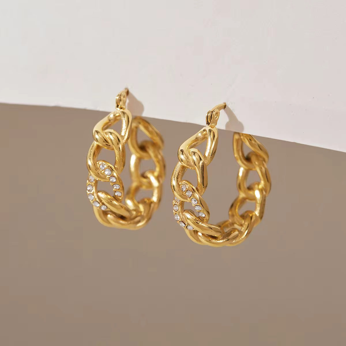 Bresson Pavé Chain Hoop Earrings
