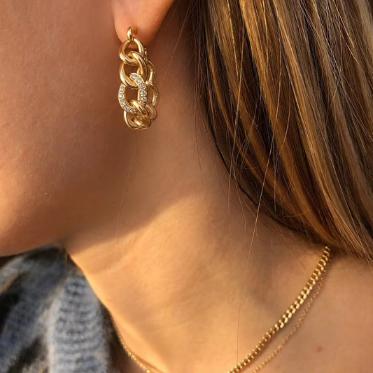 Bresson Pavé Chain Hoop Earrings