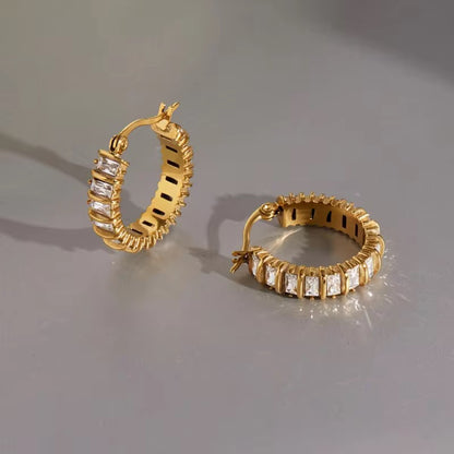 Astrid Baguette Channel Hoop Earrings