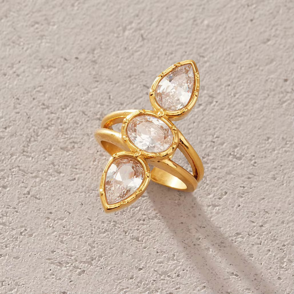 Dahlia Trio Pear Cut Ring