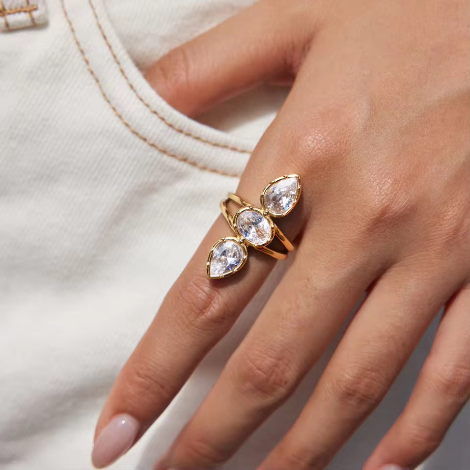 Dahlia Trio Pear Cut Ring