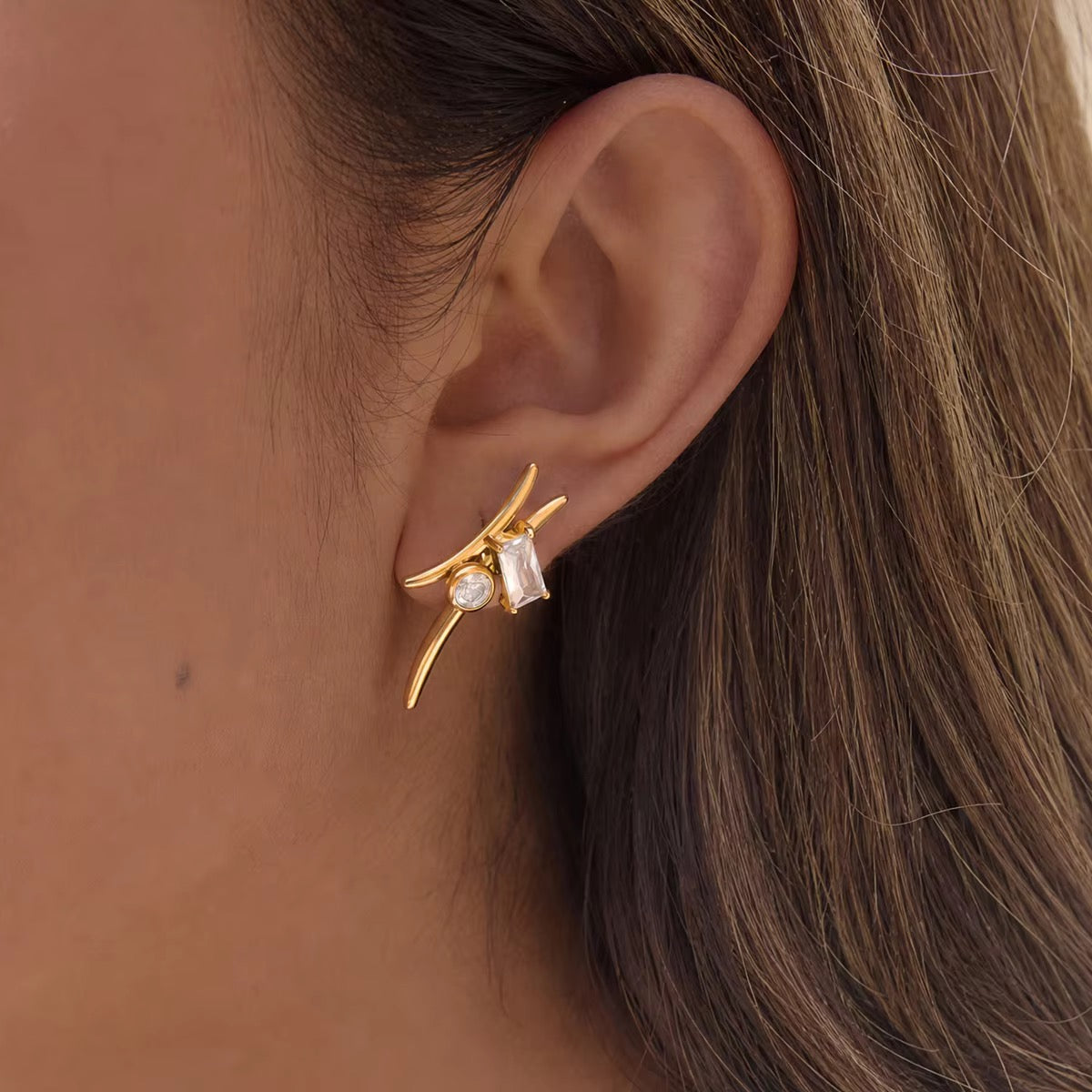 Astra Geometric Cross Earrings