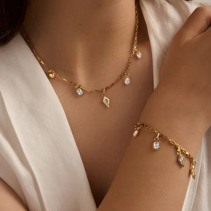 Eira Multi Drop Gem Necklace