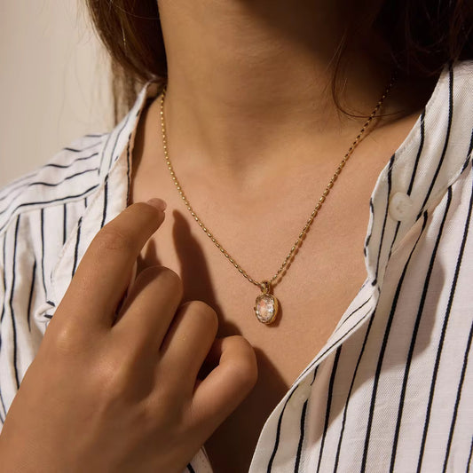 Maren Oval Bezel Solitaire Necklace