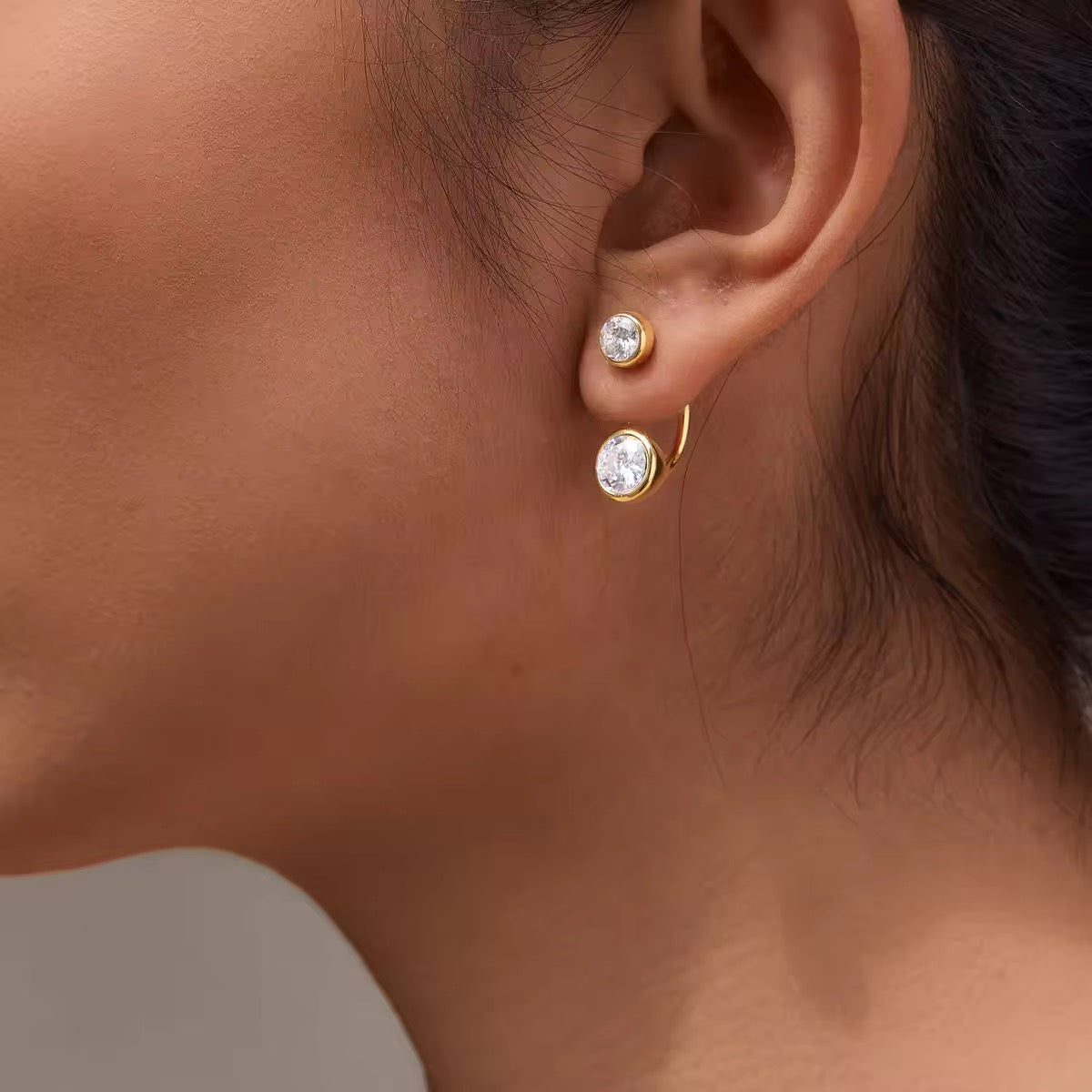 Zephyr Double Round Jacket Earrings