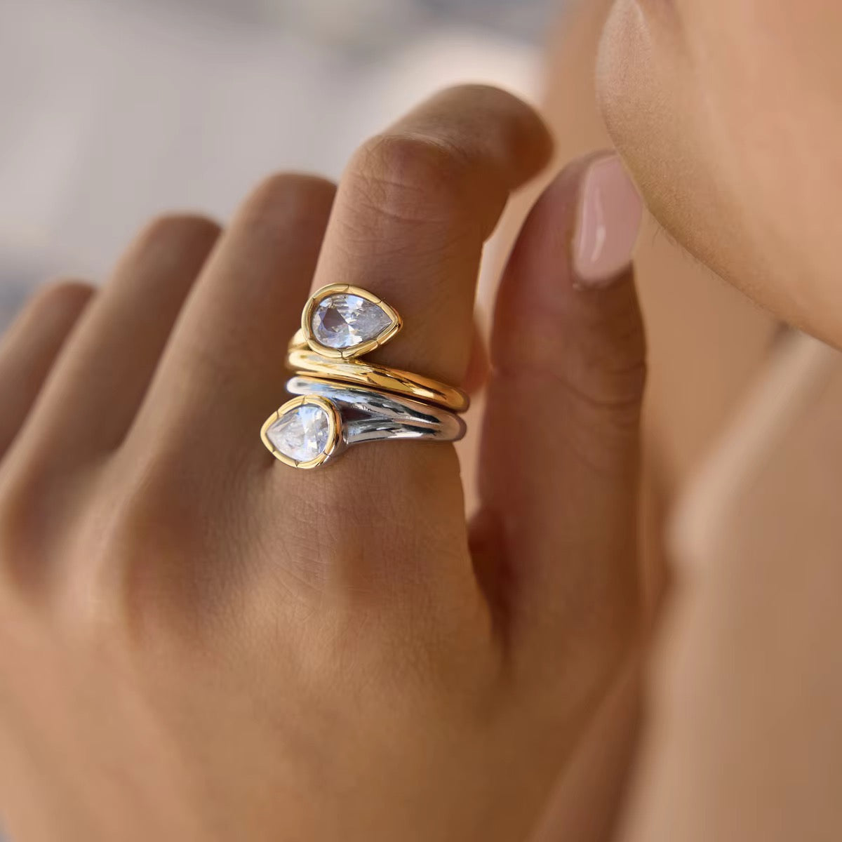 Rowan Pear Bypass Ring