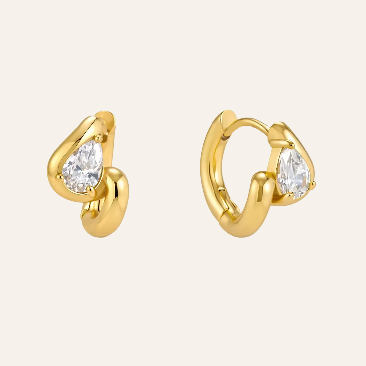 Loop Crystal Huggies Stud Earrings