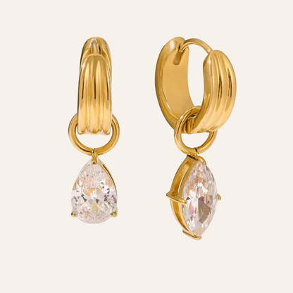 Dewdrop Charm Huggies Earrings