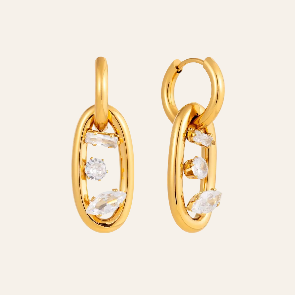 Floating Oval Drops Earrings