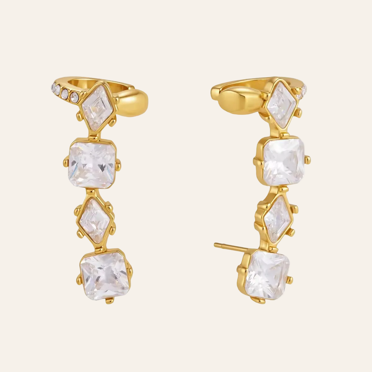 Conch Crystal Climber Earrings