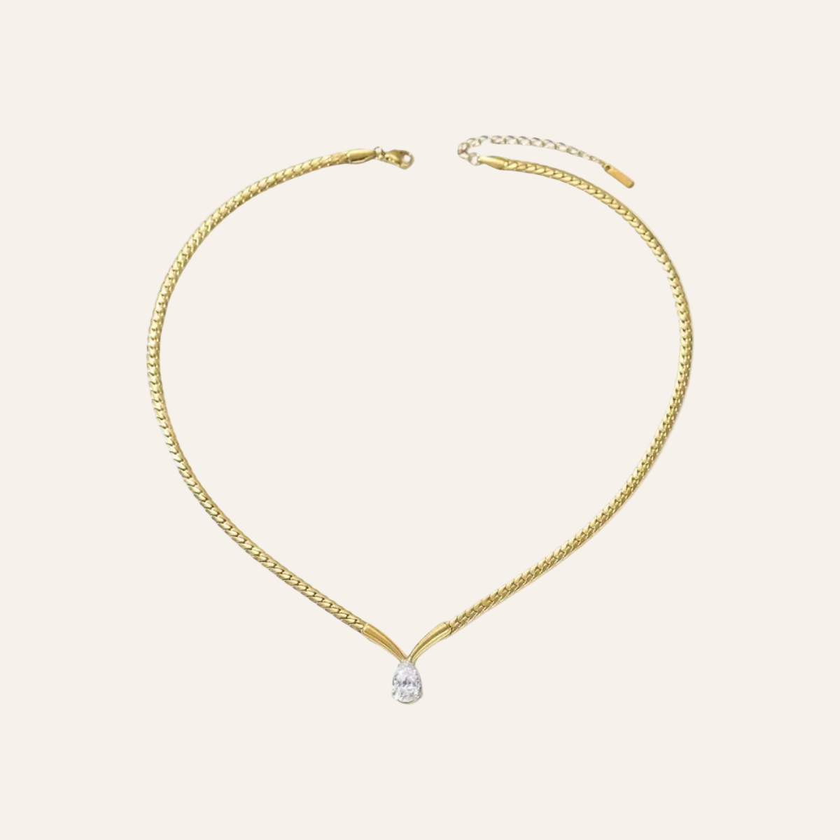 Vivia Chevron Pear Necklace
