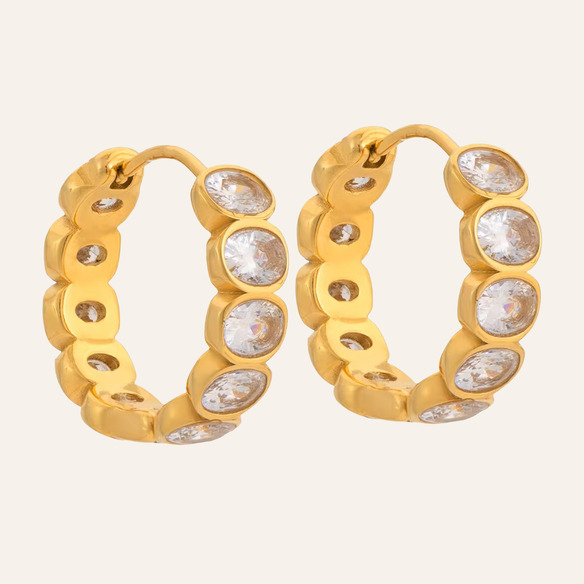 Lyria Oval Gem Huggies Earrings