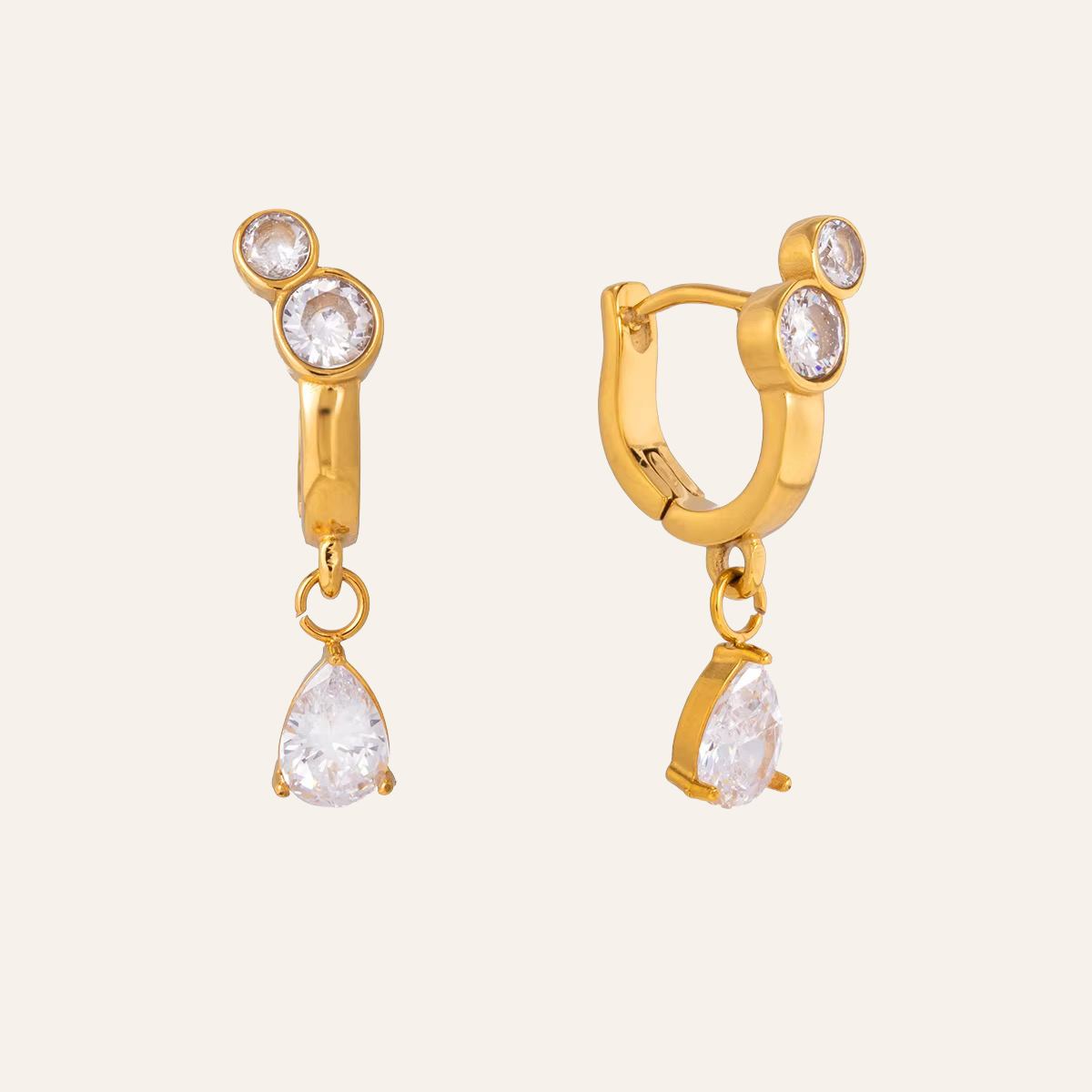 Evadne Tear Drop Huggies Earrings