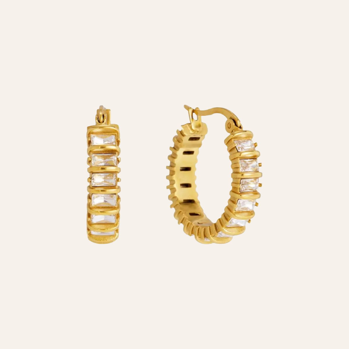Astrid Baguette Channel Hoop Earrings