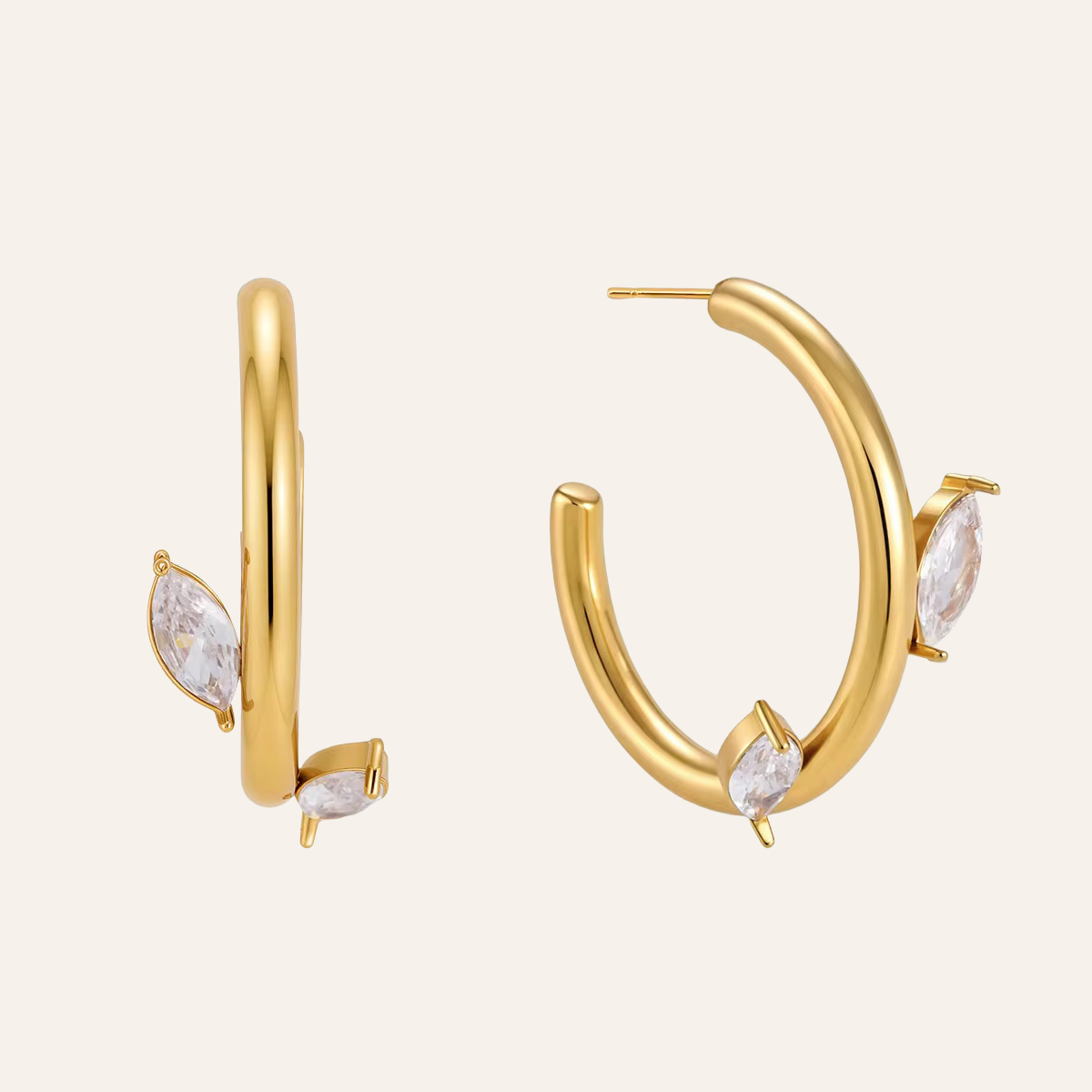 Fiora Marquise Leaf Hoop Earrings