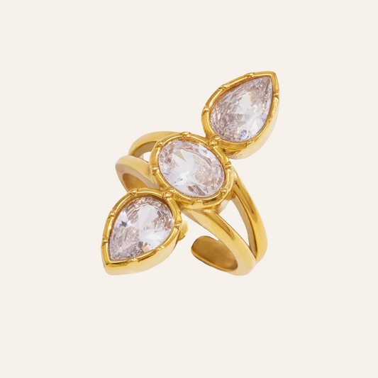 Dahlia Trio Pear Cut Ring