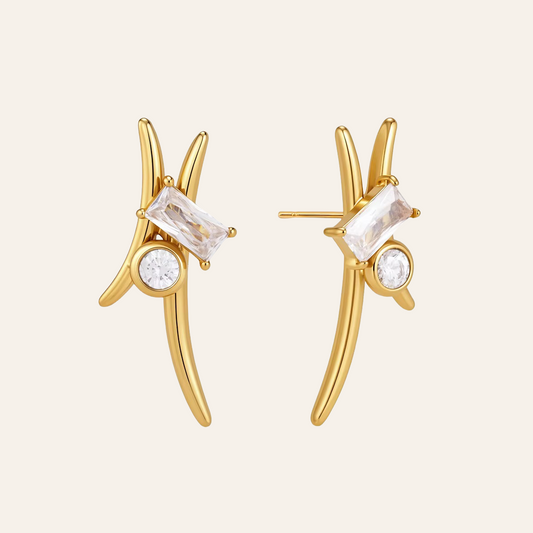 Astra Geometric Cross Earrings
