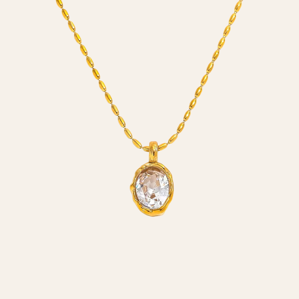 Maren Oval Bezel Solitaire Necklace