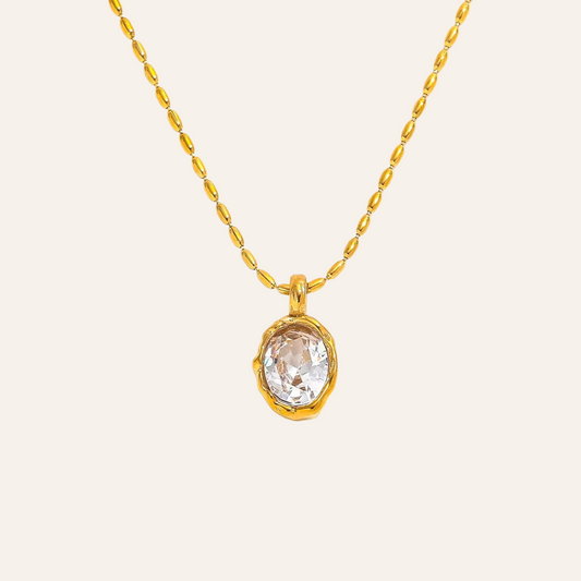 Maren Oval Bezel Solitaire Necklace