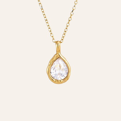 Maren Pear Bezel Solitaire Necklace