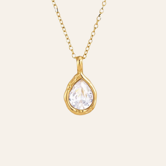 Maren Pear Bezel Solitaire Necklace