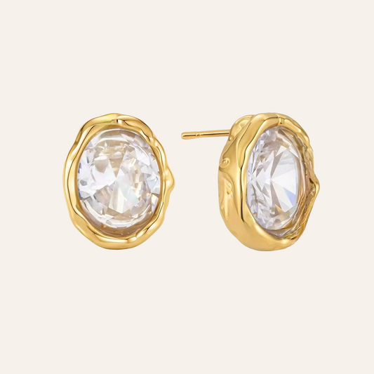 Freya Oval Organic Stud Earrings