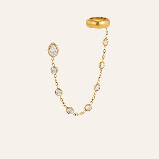 Caspian Dainty Pear Cuff-to-Stud Earring