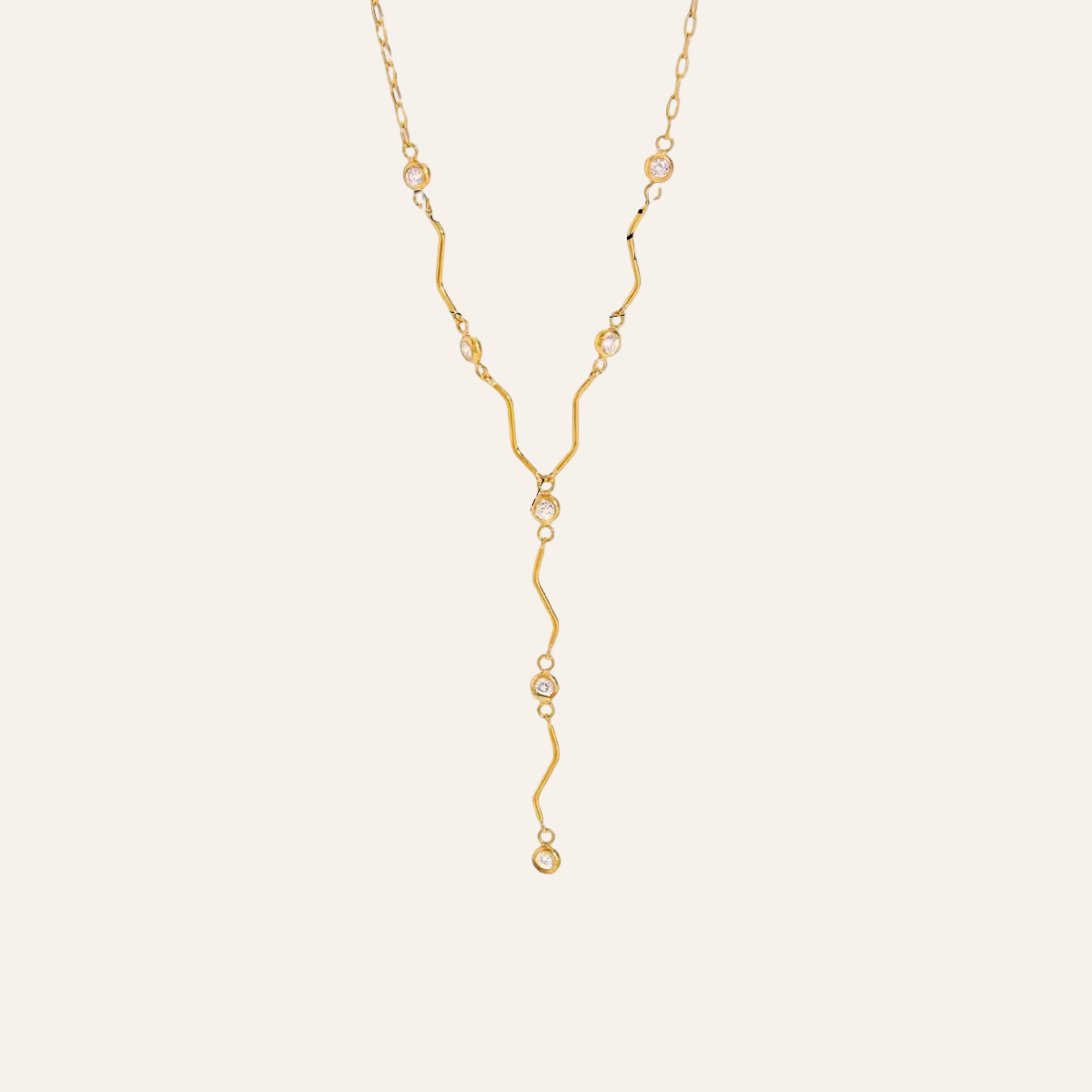 Wave Drop Lariat Necklace