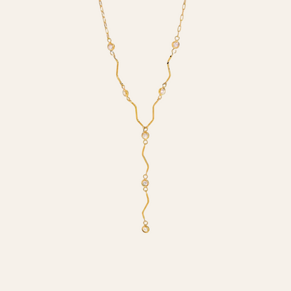 Wave Drop Lariat Necklace