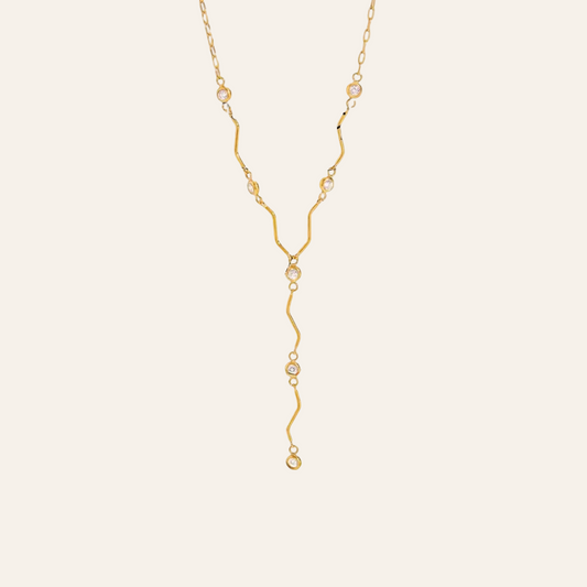 Wave Drop Lariat Necklace