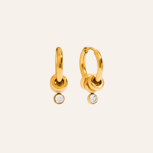 Minimal Gold Hoops with Stone Drop