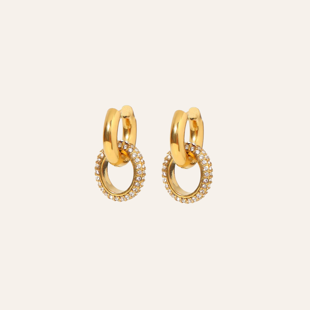 Classic Gold Hoops with Crystal Accents