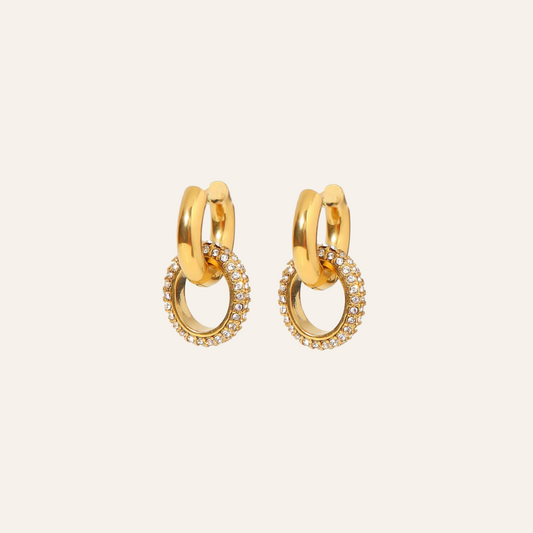 Classic Gold Hoops with Crystal Accents