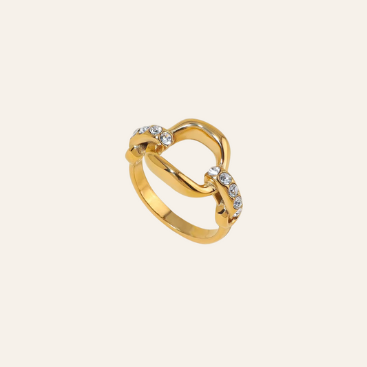 Double Band Crystal Gold Ring
