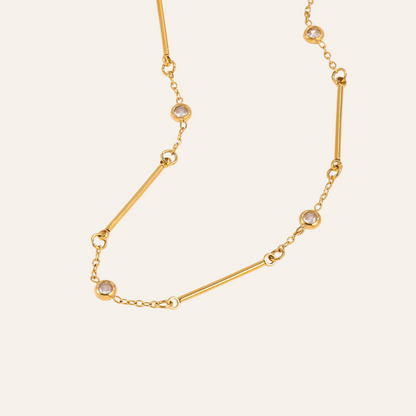 Minimal Bar & Stone Gold Necklace