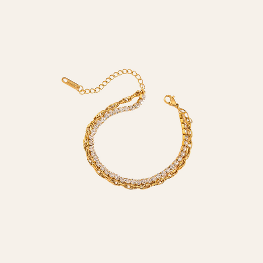 Dual Layer Chain & Crystal Bracelet