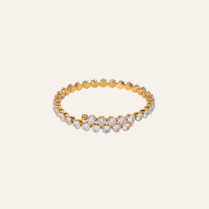 Double Row Crystal Gold Bangle