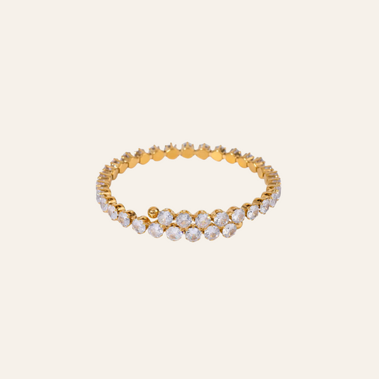 Double Row Crystal Gold Bangle