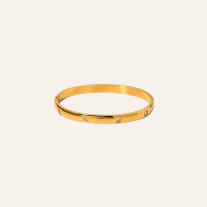 Minimal Crystal-Accent Gold Bangle