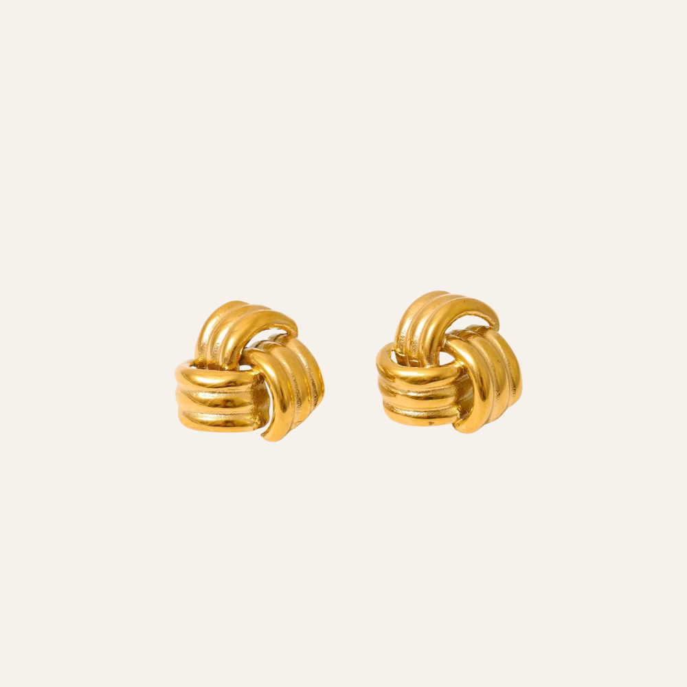Gold Knot Stud Earrings