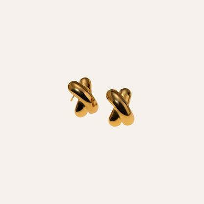 Crossed Gold Stud Earrings