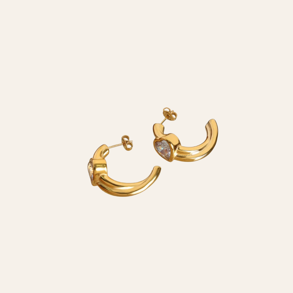 Heartstone Gold Hoop Earrings